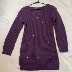 Purple Knitted Jumper with Pearls